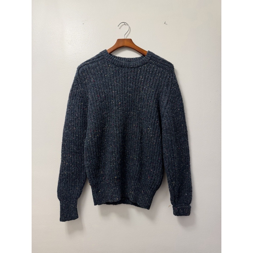 VTG Woolrich Sweater Hand Knit Wool Blue Flecked Men's Medium *No Size Tag